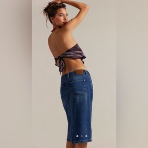 NWT we the free people Stella denim column skirt nova blue sz 26 / 2